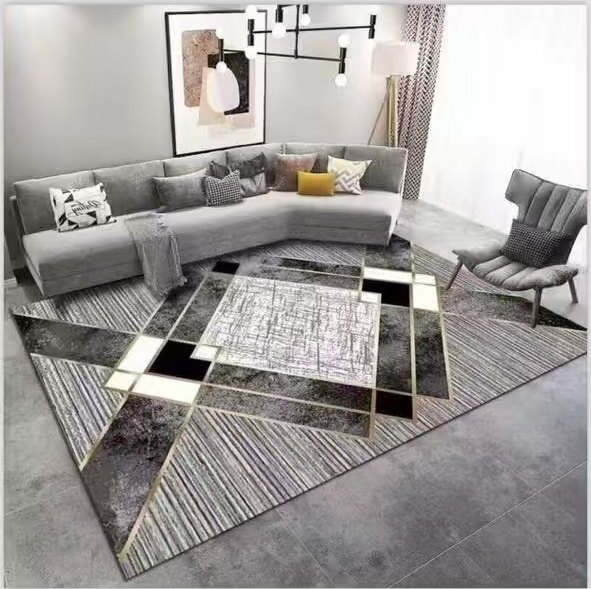 Geometric rug in a living room