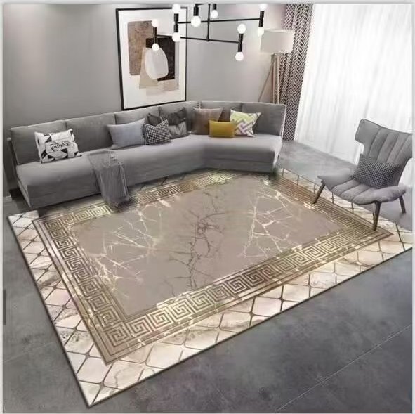 Marble texture rug in a living room